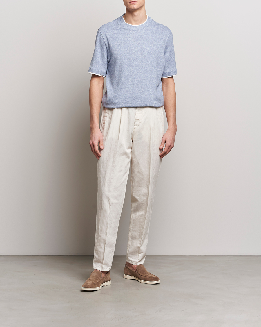 Homme | T-shirts | Brunello Cucinelli | Cotton/Linen T-Shirt Light Blue