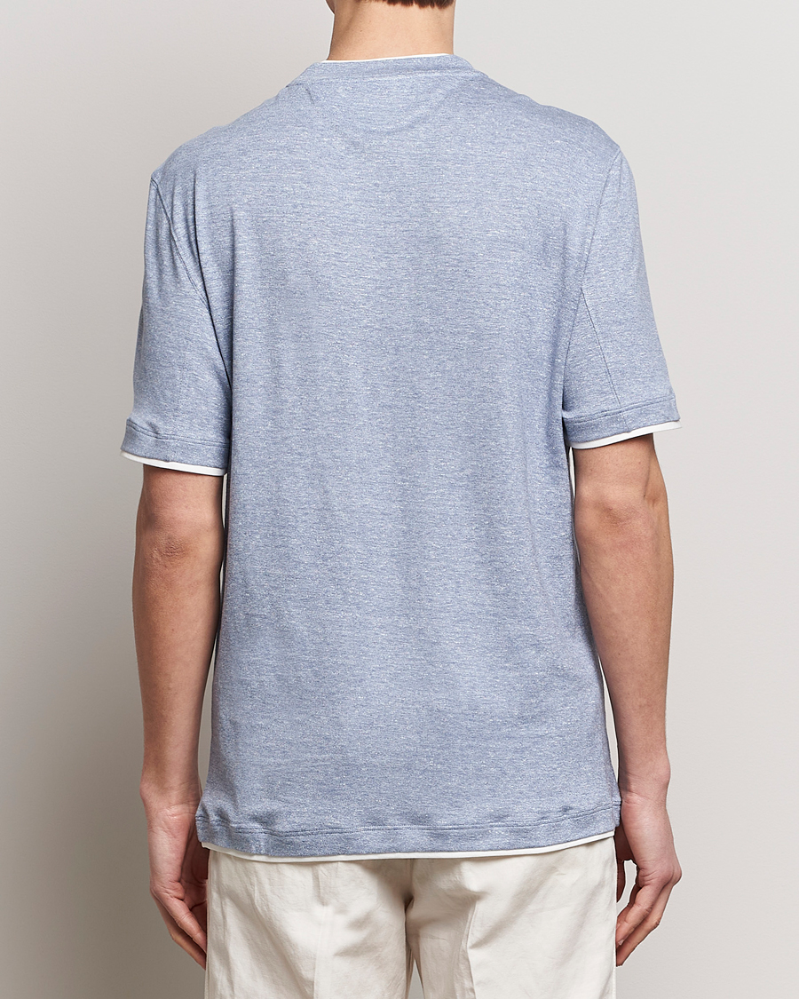 Homme | T-shirts | Brunello Cucinelli | Cotton/Linen T-Shirt Light Blue