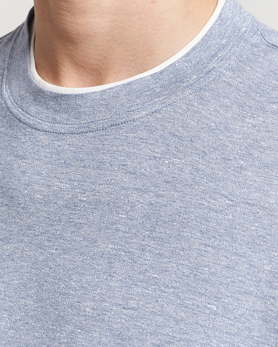 Homme | T-shirts | Brunello Cucinelli | Cotton/Linen T-Shirt Light Blue