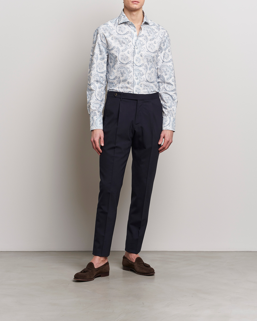 Homme | Chemises | Brunello Cucinelli | Slim Fit Paisley Shirt Light Blue