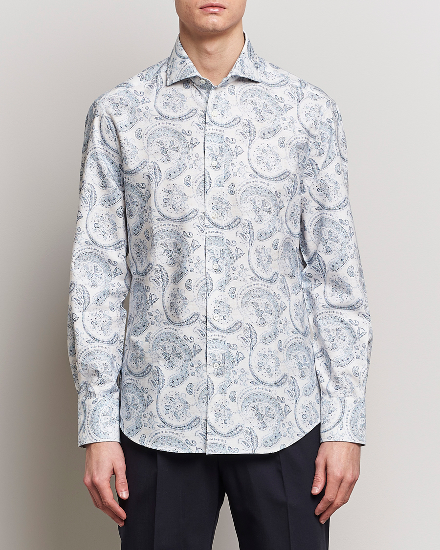 Homme | Chemises | Brunello Cucinelli | Slim Fit Paisley Shirt Light Blue