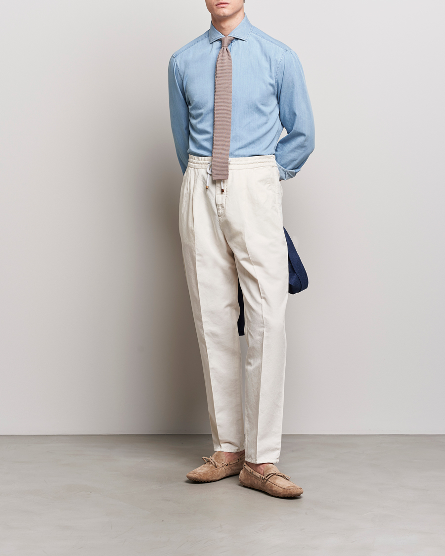 Homme | Chemises | Brunello Cucinelli | Slim Fit Denim Shirt Light Indigo
