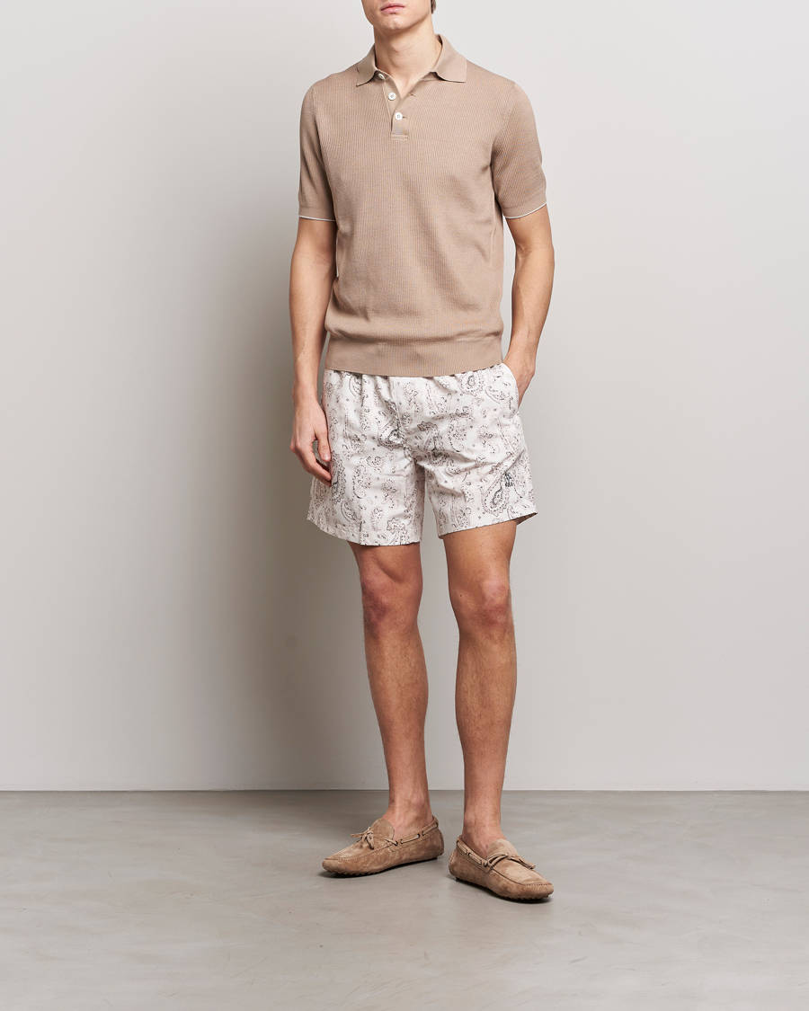 Homme | Maillots De Bain | Brunello Cucinelli | Paisley Swim Trunks Light Beige