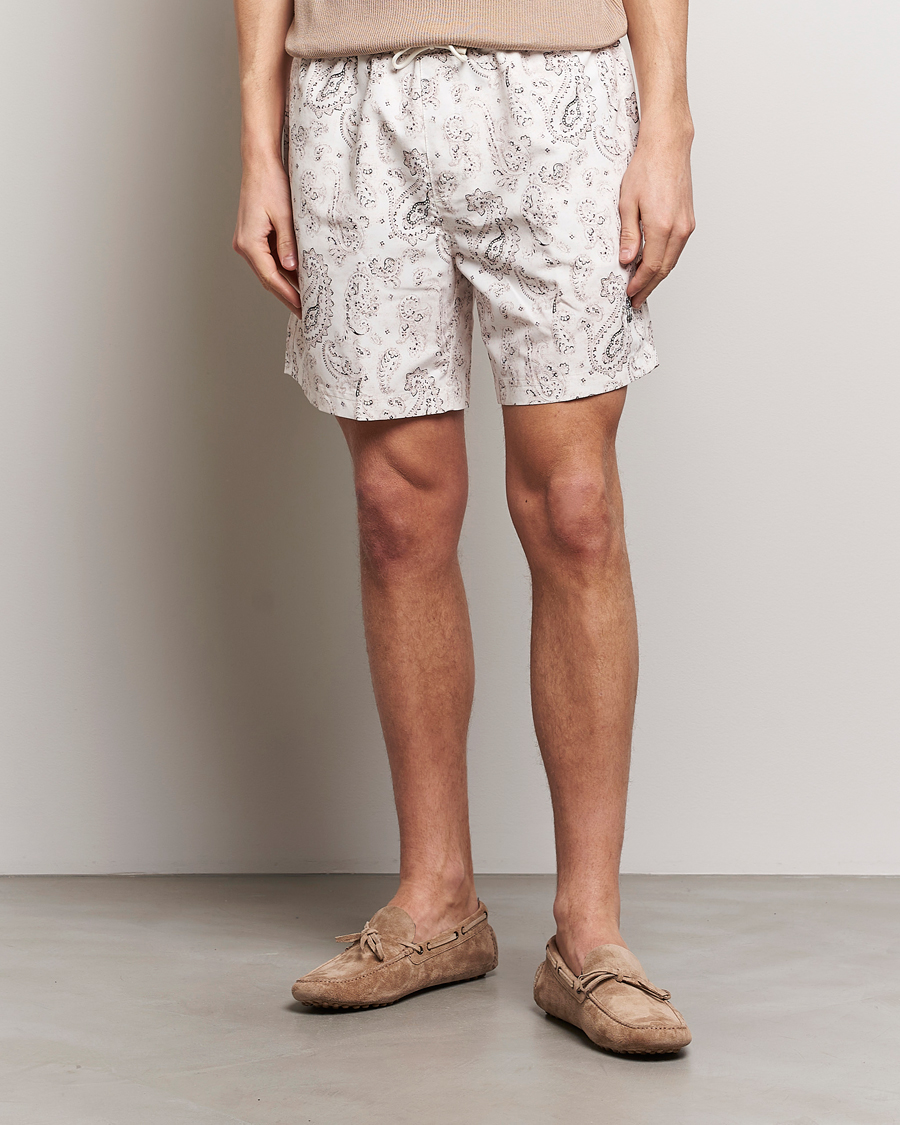 Homme | Maillots De Bain | Brunello Cucinelli | Paisley Swim Trunks Light Beige