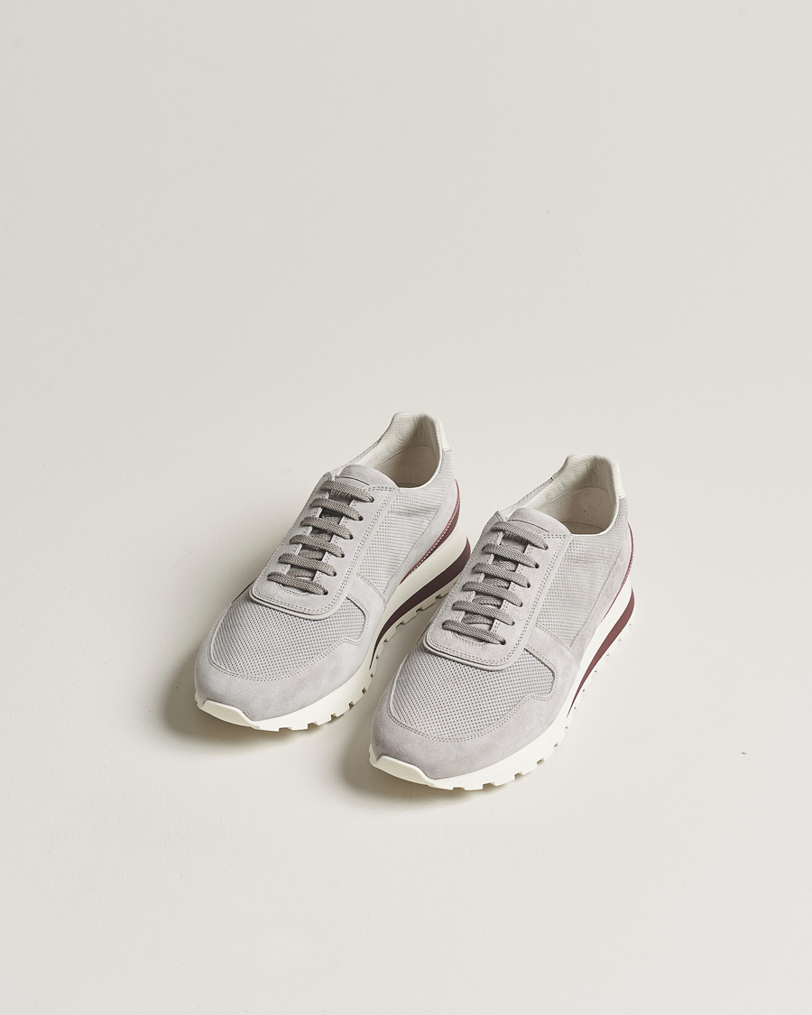 Homme | Brunello Cucinelli Perforated Running Sneakers Grey Suede | Brunello Cucinelli | Perforated Running Sneakers Grey Suede