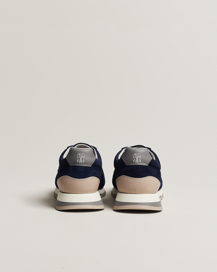 Homme | Brunello Cucinelli Perforated Running Sneakers Navy Suede | Brunello Cucinelli | Perforated Running Sneakers Navy Suede