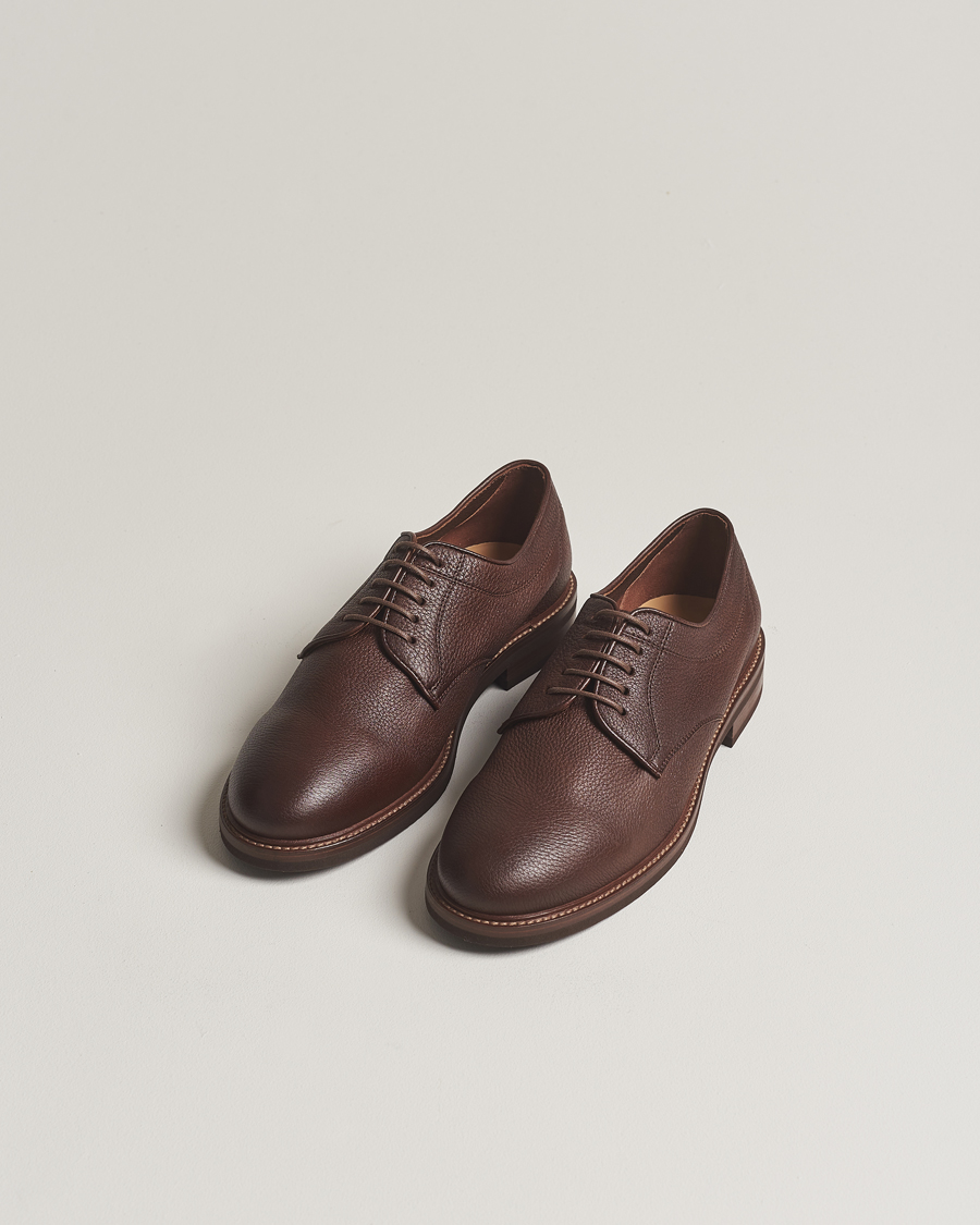 Homme | Chaussures Faites Main | Brunello Cucinelli | Plain Toe Derby Dark Brown Deerskin