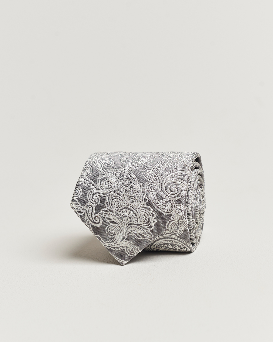 Homme | Brunello Cucinelli Paisley Silk Tie Grey | Brunello Cucinelli | Paisley Silk Tie Grey
