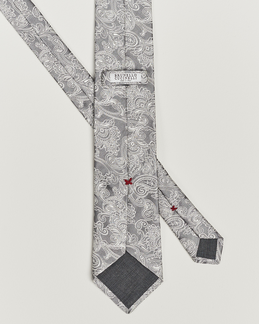 Homme | Brunello Cucinelli Paisley Silk Tie Grey | Brunello Cucinelli | Paisley Silk Tie Grey