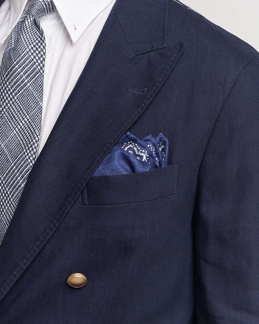 Homme | Sections | Brunello Cucinelli | Paisley Silk Pocket Square Navy