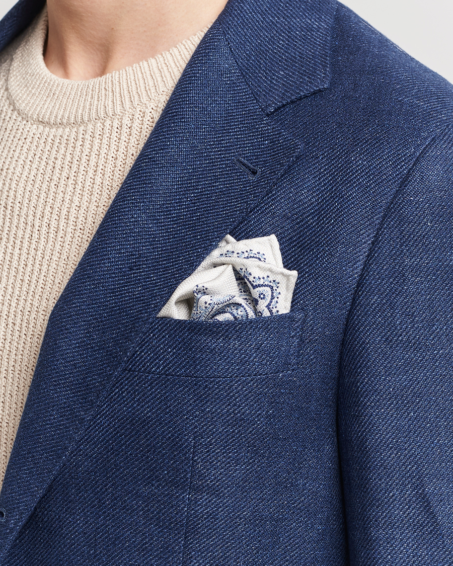 Homme | Sections | Brunello Cucinelli | Paisley Silk Pocket Square Navy/Beige