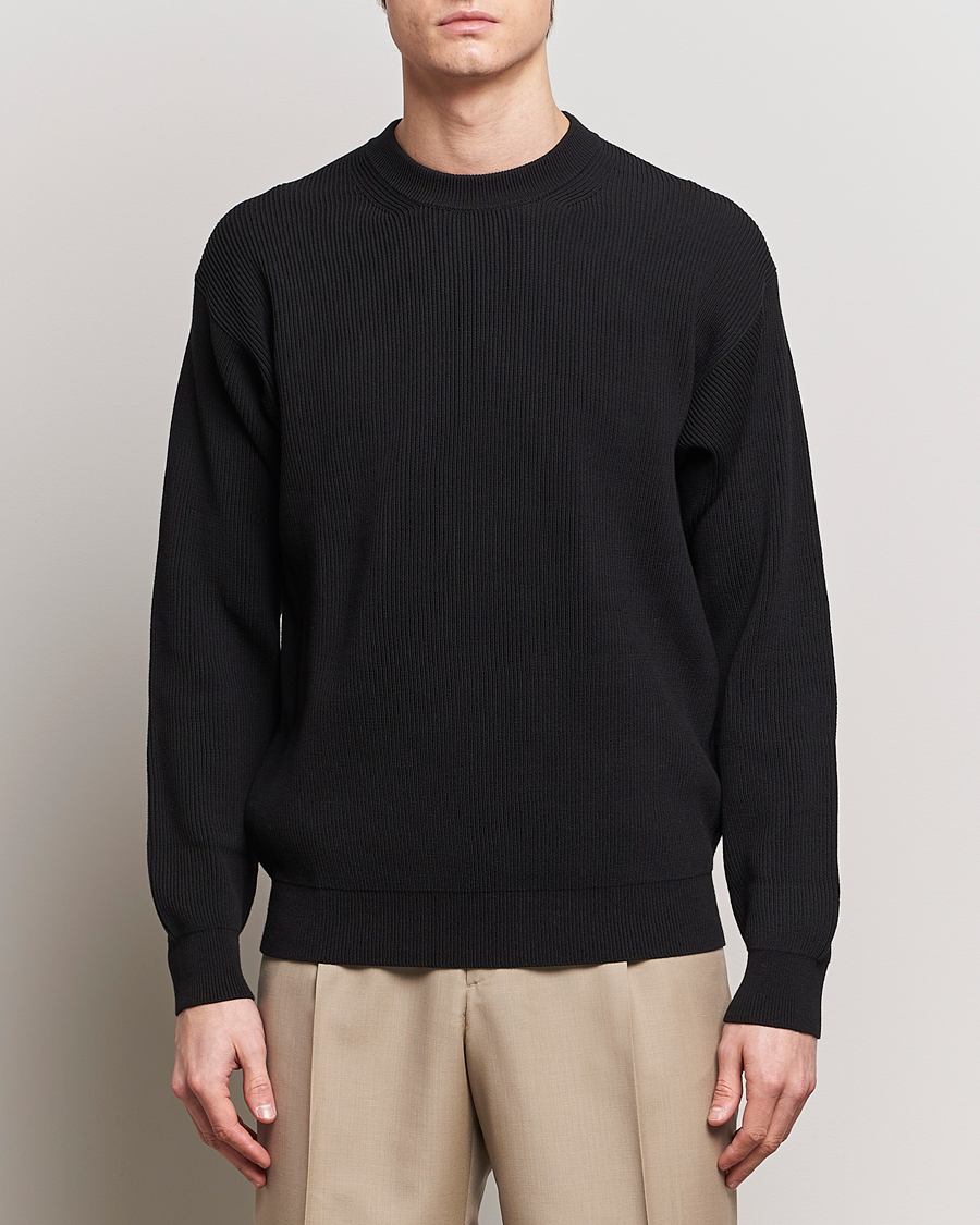 Homme | Sections | Auralee | Hard Twist Rib Knit Pullover Black