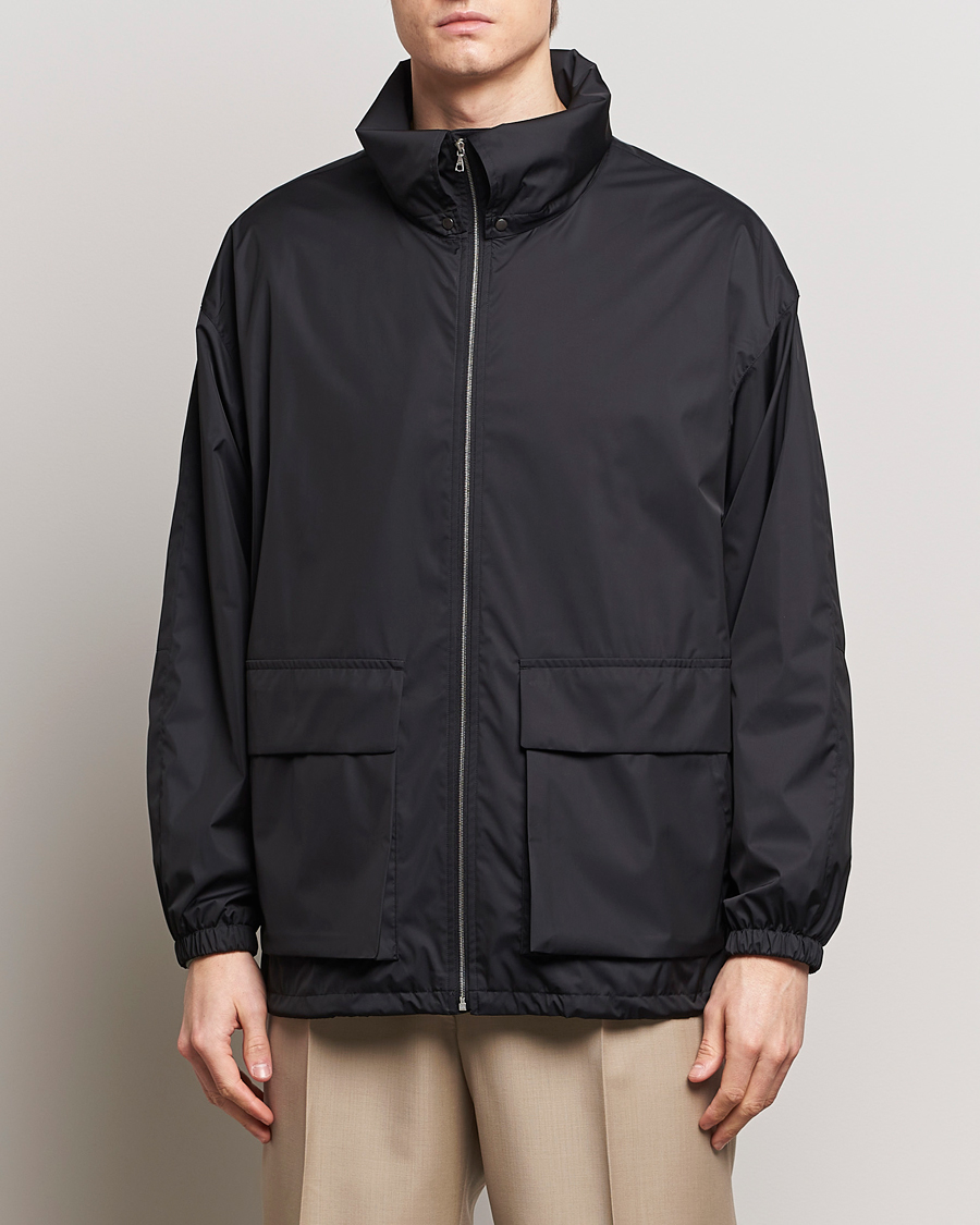 Homme | Sections | Auralee | Polyester Satin Zip Jacket Black