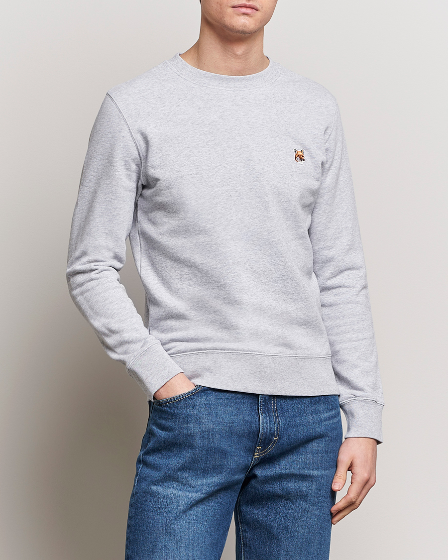 Homme | Pulls Et Tricots | Maison Kitsuné | Fox Head Sweatshirt Light Grey Melange