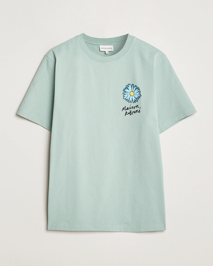 Homme | T-shirts | Maison Kitsuné | Floating Flower T-Shirt Seafoam Blue