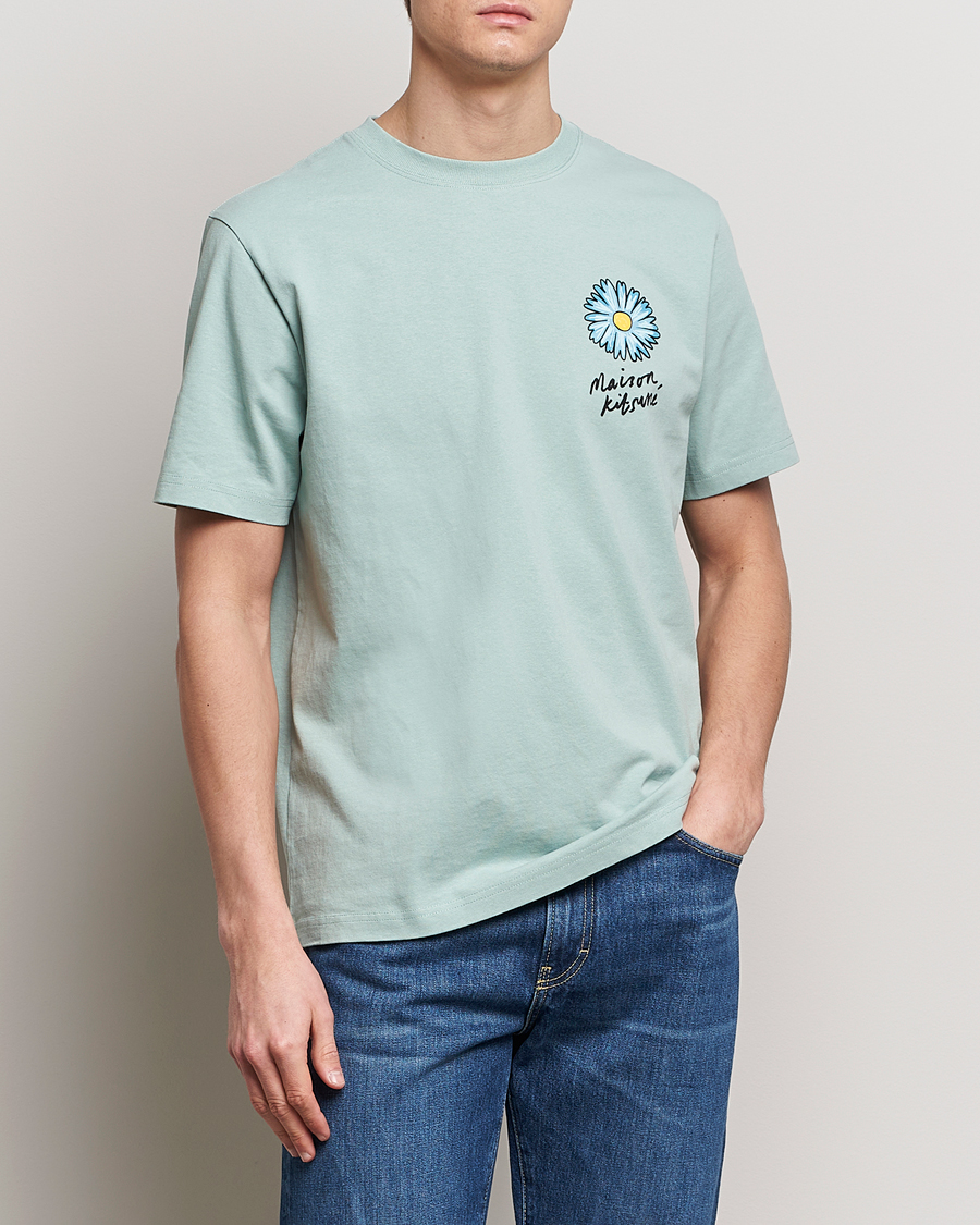 Homme | Maison Kitsuné | Maison Kitsuné | Floating Flower T-Shirt Seafoam Blue
