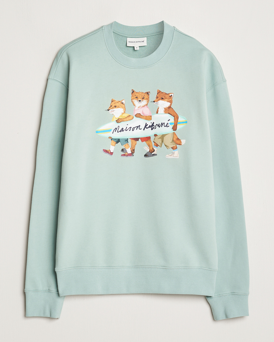 Homme | Pulls Et Tricots | Maison Kitsuné | Surfing Foxes Sweatshirt Seafoam Blue