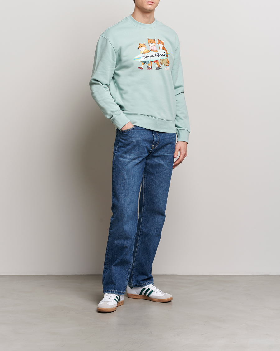Homme | Pulls Et Tricots | Maison Kitsuné | Surfing Foxes Sweatshirt Seafoam Blue