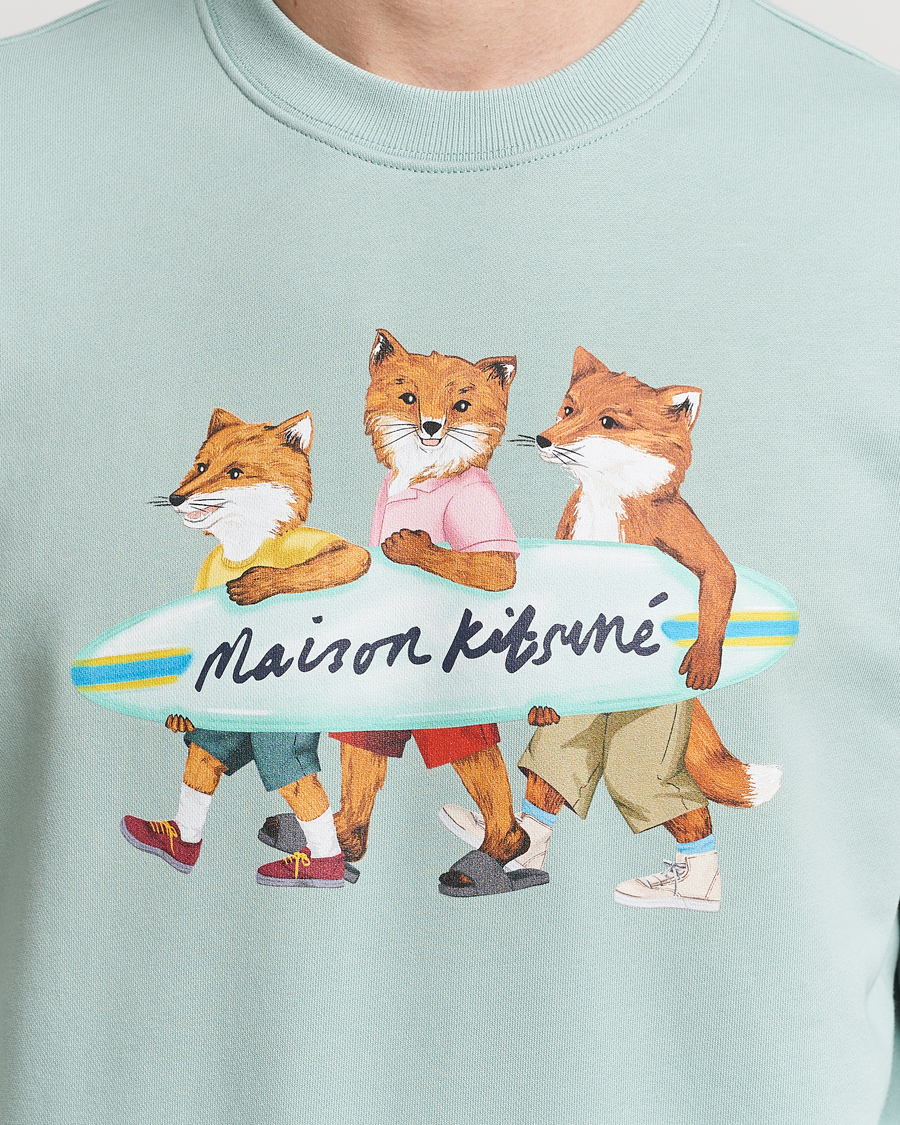 Homme | Pulls Et Tricots | Maison Kitsuné | Surfing Foxes Sweatshirt Seafoam Blue