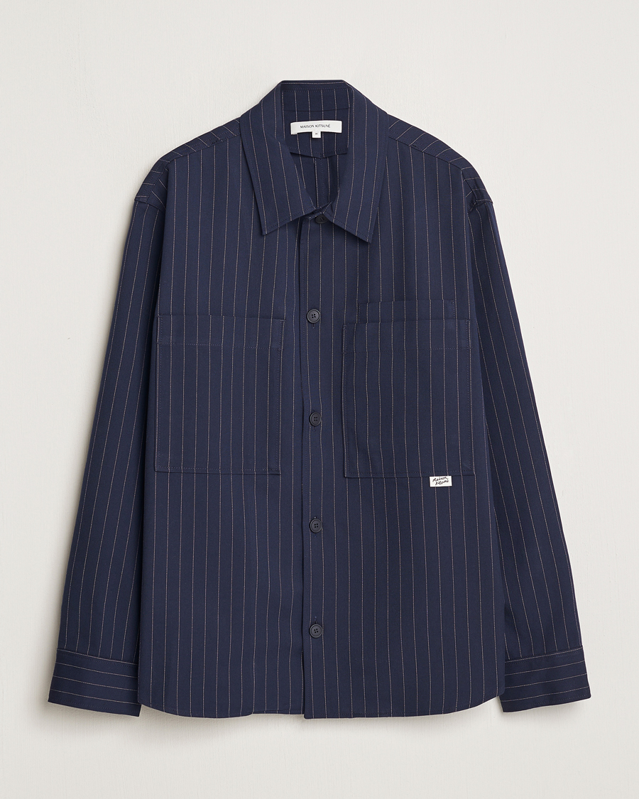 Homme | Manteaux Et Vestes | Maison Kitsuné | Pinstriped Overshirt Navy