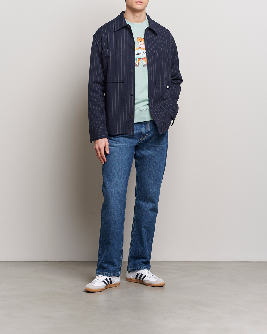 Homme | Manteaux Et Vestes | Maison Kitsuné | Pinstriped Overshirt Navy