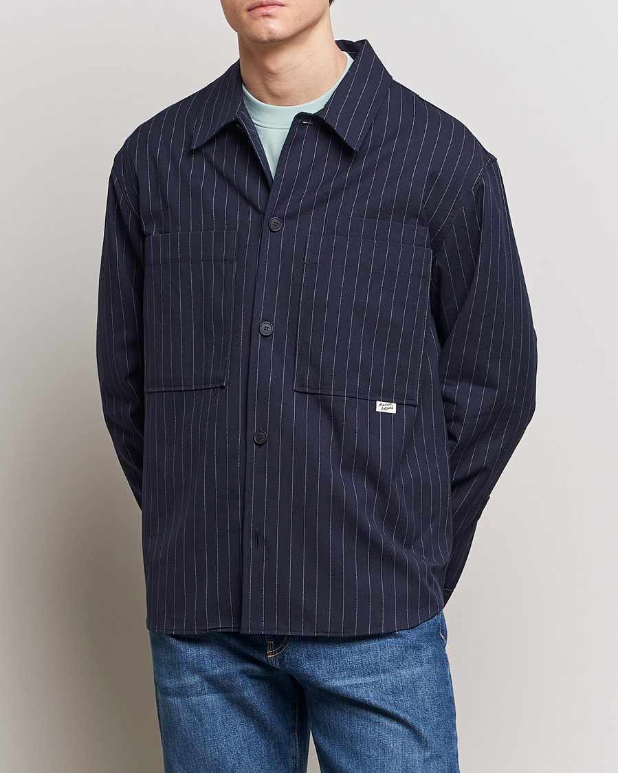 Homme | Sections | Maison Kitsuné | Pinstriped Overshirt Navy