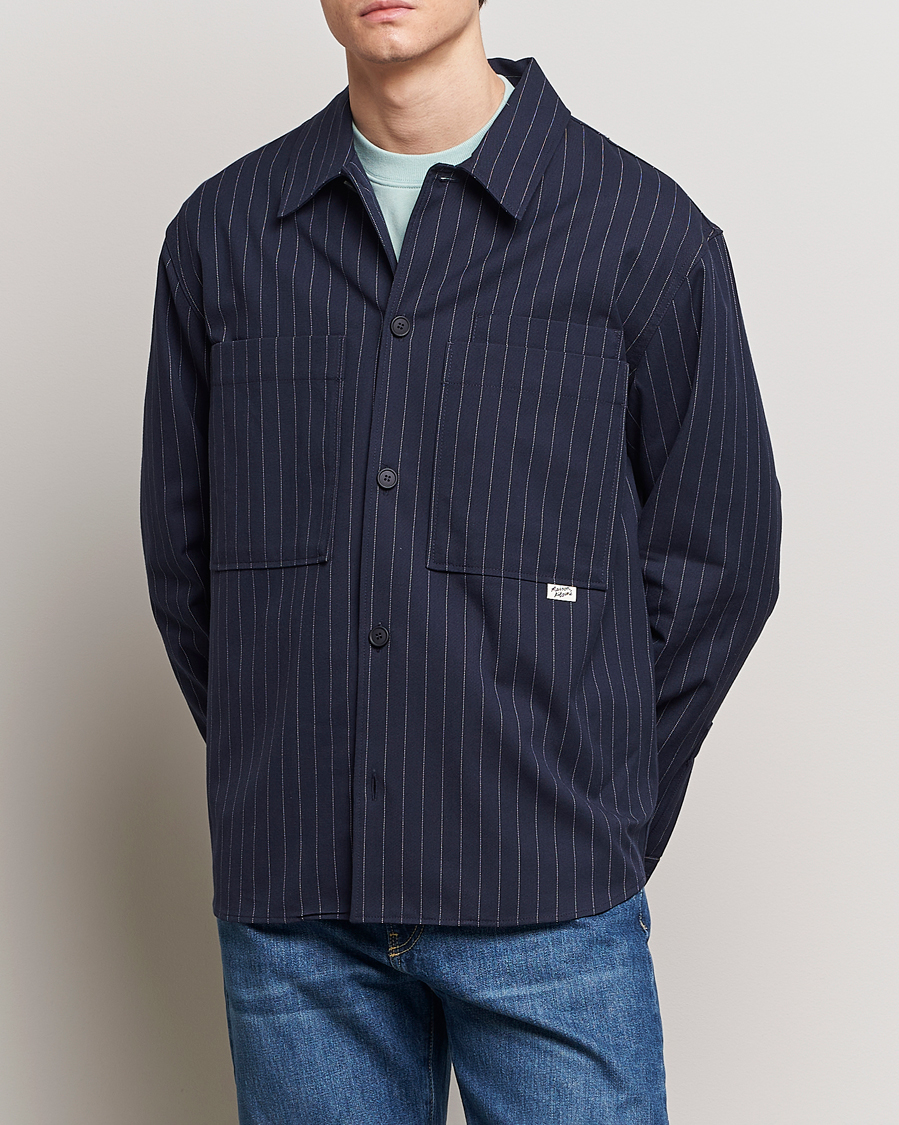 Homme | Manteaux Et Vestes | Maison Kitsuné | Pinstriped Overshirt Navy