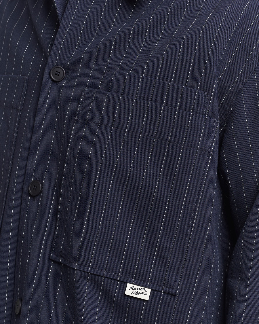Homme | Manteaux Et Vestes | Maison Kitsuné | Pinstriped Overshirt Navy