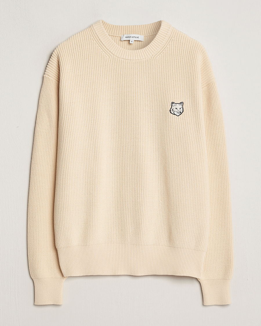 Homme | Pulls Et Tricots | Maison Kitsuné | Tonal Fox Ribbed Crew Neck Paper