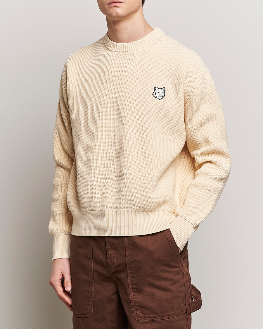 Homme | Pulls Et Tricots | Maison Kitsuné | Tonal Fox Ribbed Crew Neck Paper