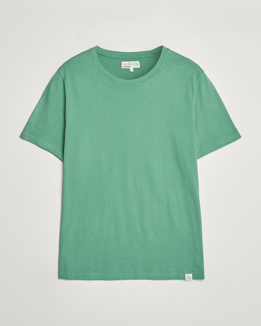 Homme | T-shirts | Merz b. Schwanen | Organic Cotton Washed Crew Neck T-Shirt Grass Green