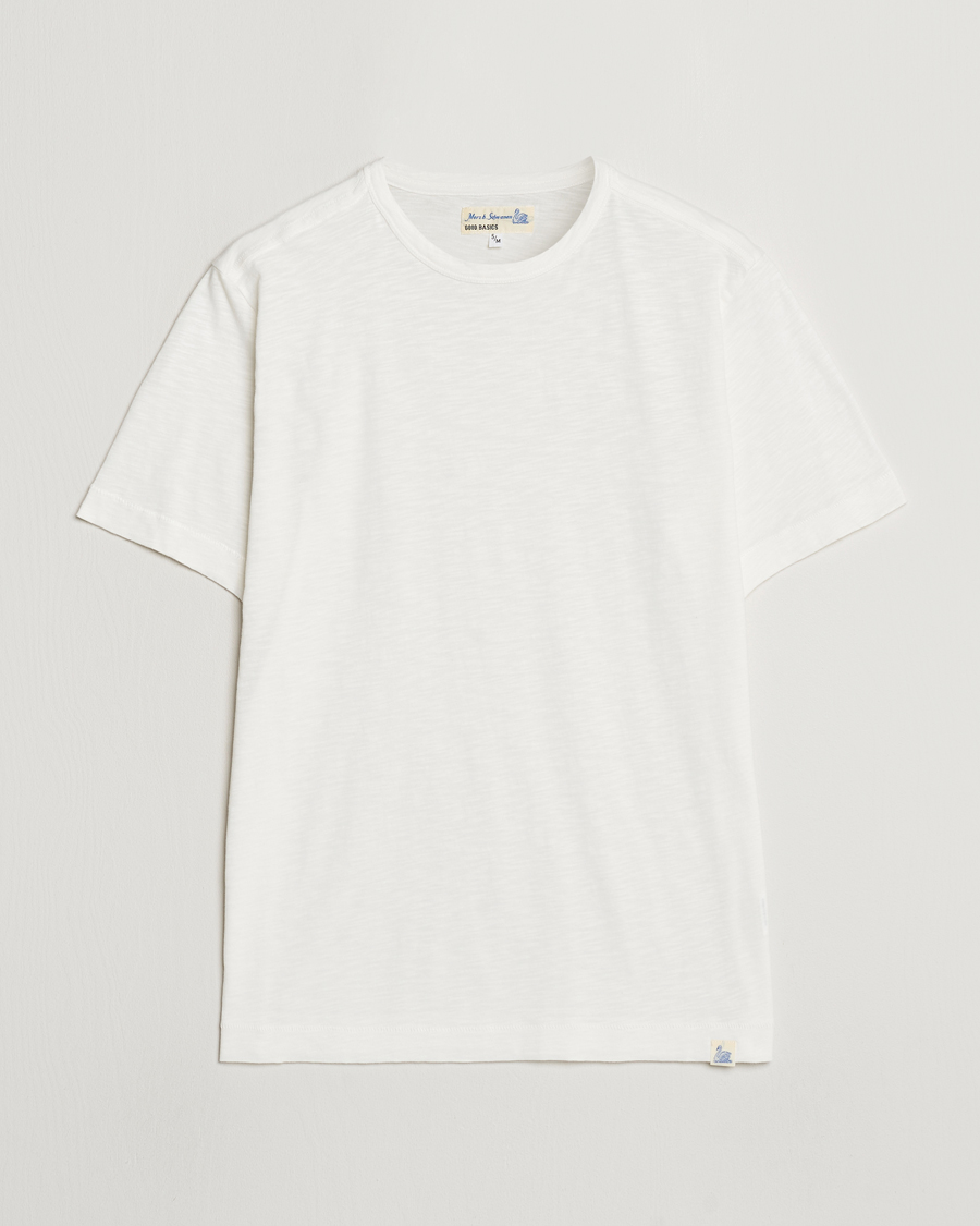 Homme | T-shirts | Merz b. Schwanen | Organic Pima Cotton Slub Crew Neck T-Shirt White