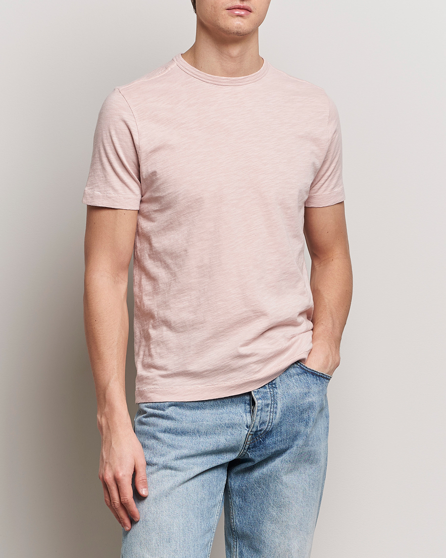 Homme | T-shirts | Merz b. Schwanen | Organic Pima Cotton Slub Crew Neck T-Shirt Dusted Pink
