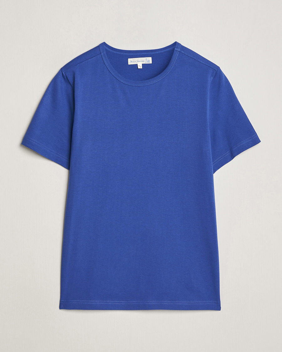 Homme | T-shirts | Merz b. Schwanen | 1950s Classic Loopwheeled T-Shirt Vintage Blue