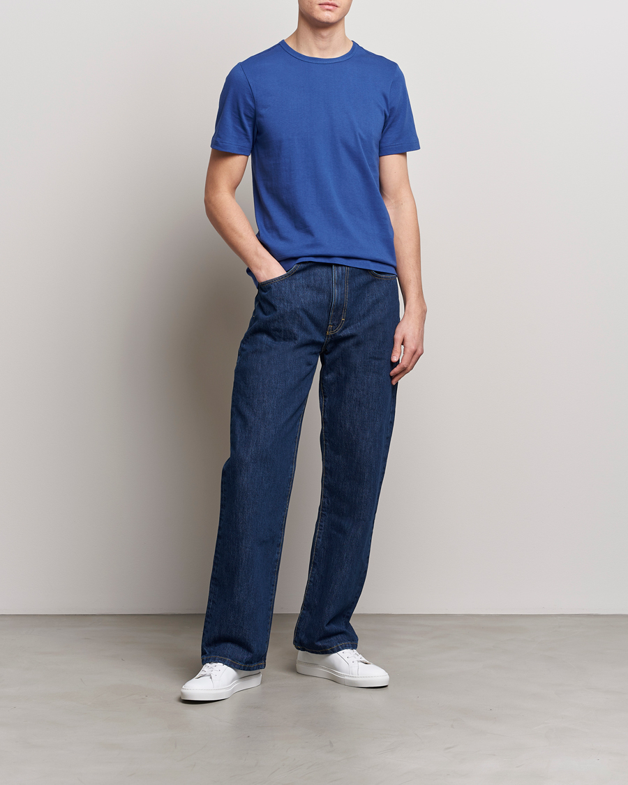 Homme | T-shirts | Merz b. Schwanen | 1950s Classic Loopwheeled T-Shirt Vintage Blue