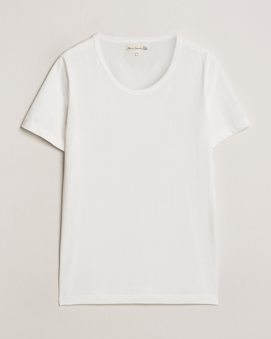 Homme | T-shirts | Merz b. Schwanen | 1970s Classic Loopwheeled V-Neck T-Shirt White