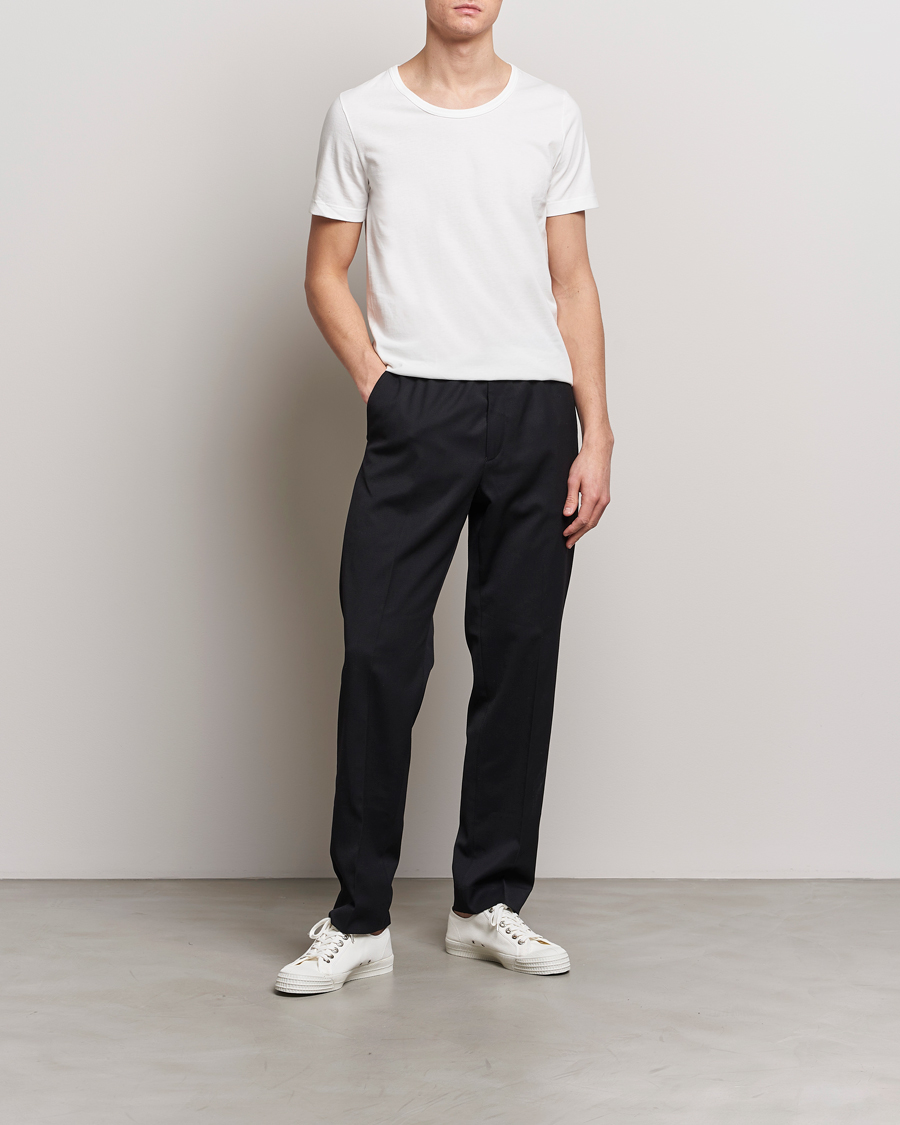 Homme | T-shirts | Merz b. Schwanen | 1970s Classic Loopwheeled V-Neck T-Shirt White