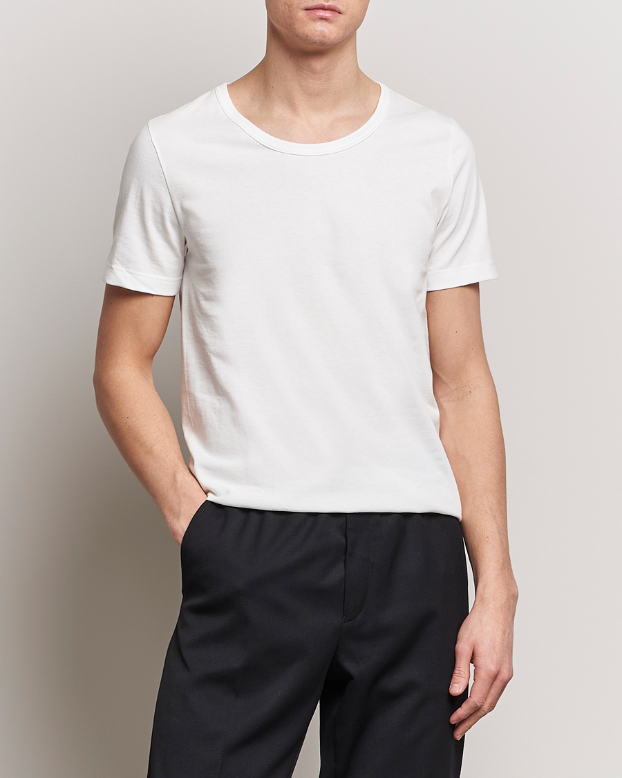 Homme | T-shirts À Manches Courtes | Merz b. Schwanen | 1970s Classic Loopwheeled V-Neck T-Shirt White