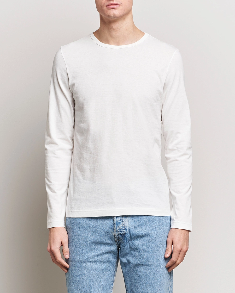 Homme | T-shirts | Merz b. Schwanen | 1950s Classic Loopwheeled Longsleeve T-Shirt White