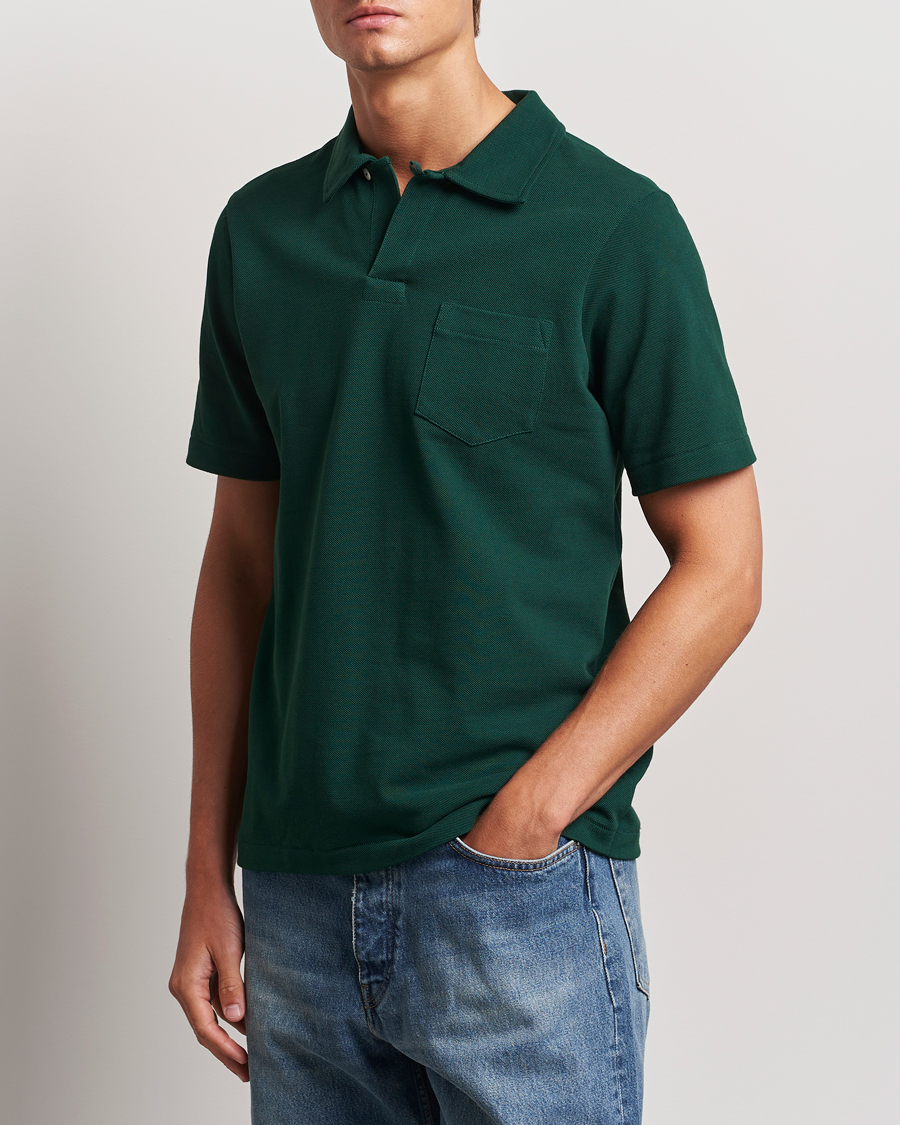 Homme | Polos | Merz b. Schwanen | Organic Cotton Washed Polo Classic Green