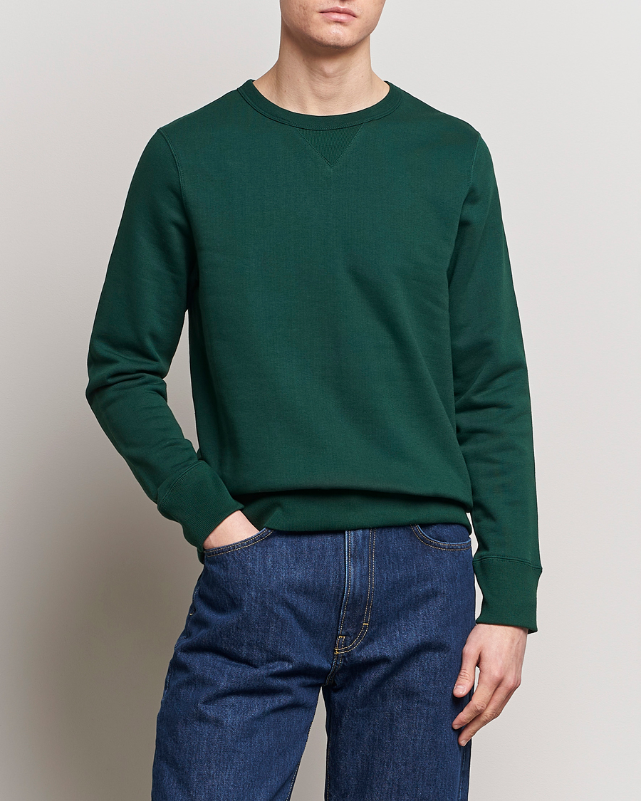 Homme | Soldes | Merz b. Schwanen | Organic Cotton Crew Neck Sweatshirt Classic Green