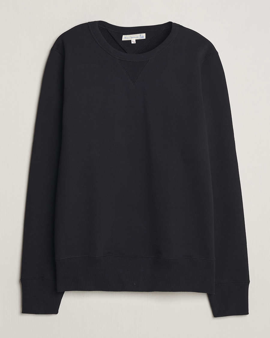 Homme | Pulls Et Tricots | Merz b. Schwanen | Organic Cotton Crew Neck Sweatshirt Black