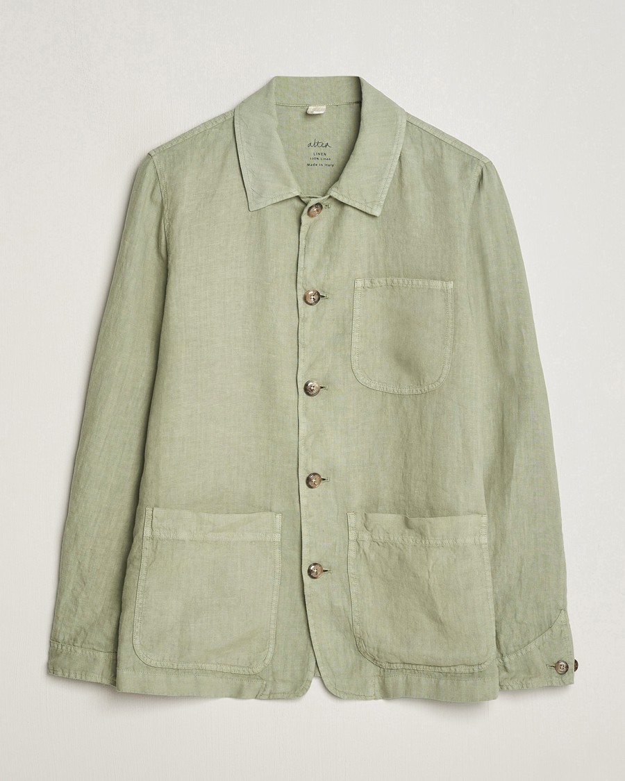 Homme | Chemises | Altea | Linen Shirt Jacket Olive