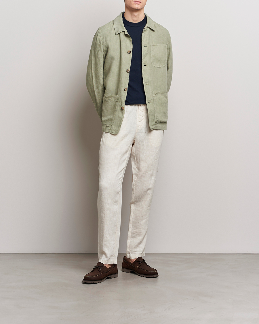 Homme | Chemises | Altea | Linen Shirt Jacket Olive