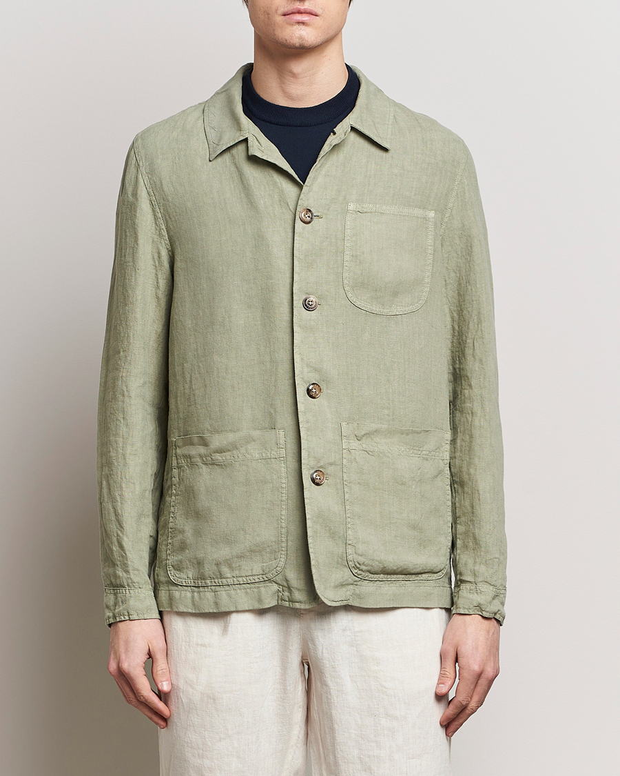 Homme | Surchemises | Altea | Linen Shirt Jacket Olive