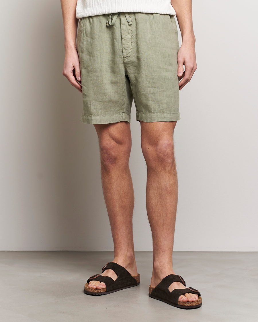 Homme | La collection lin | Altea | Linen Drawstring Shorts Olive