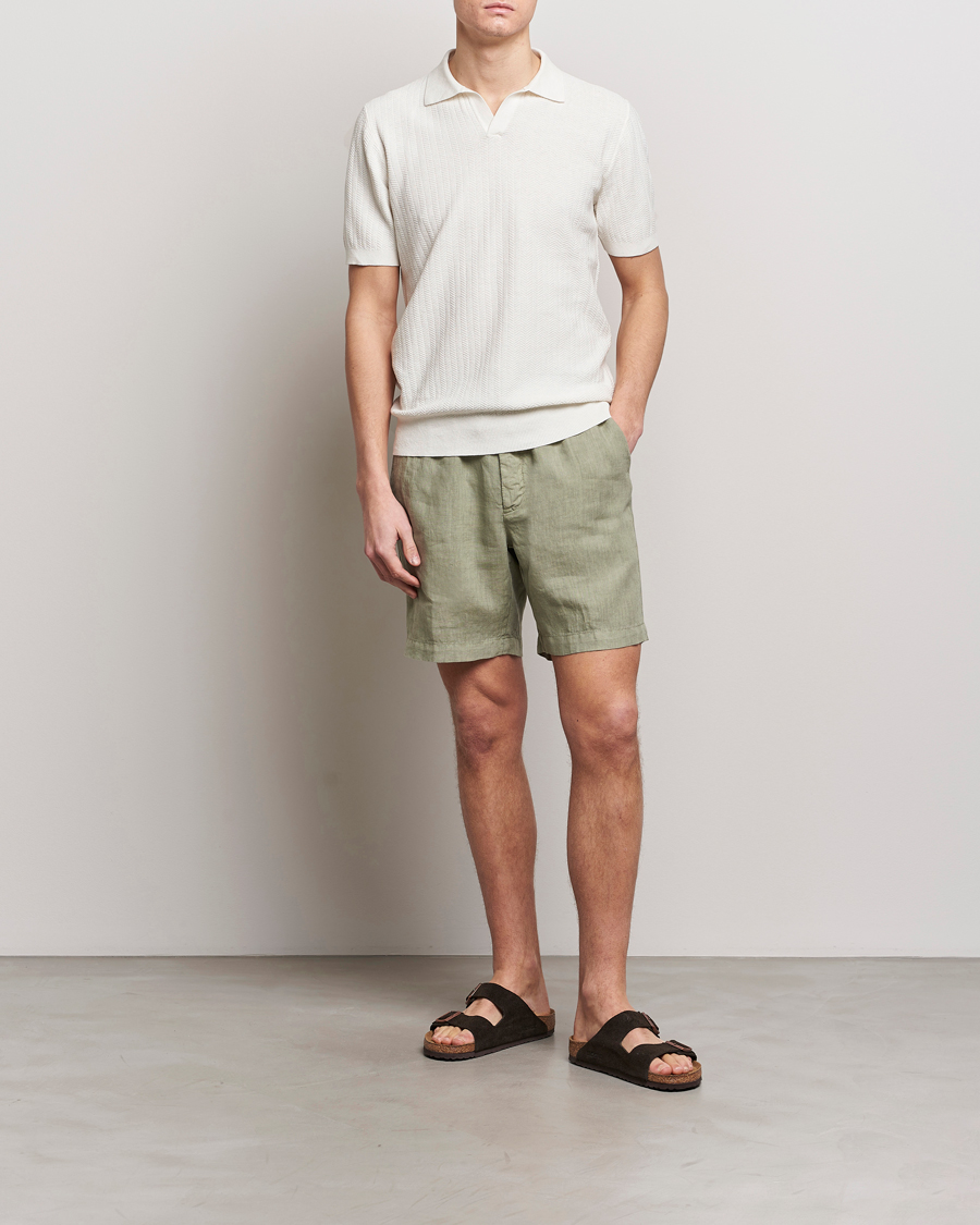 Homme | Polos | Altea | Knitted Chevron Polo Off White