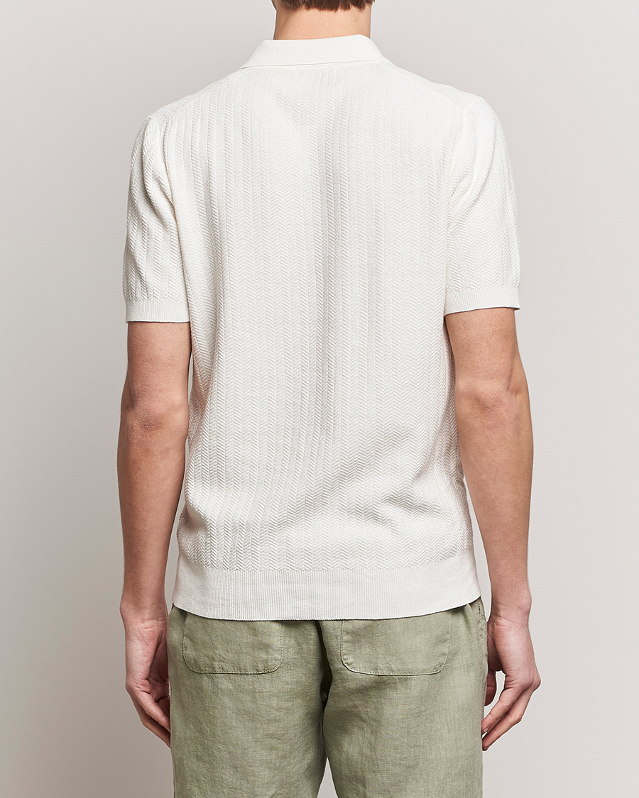 Homme | Polos | Altea | Knitted Chevron Polo Off White