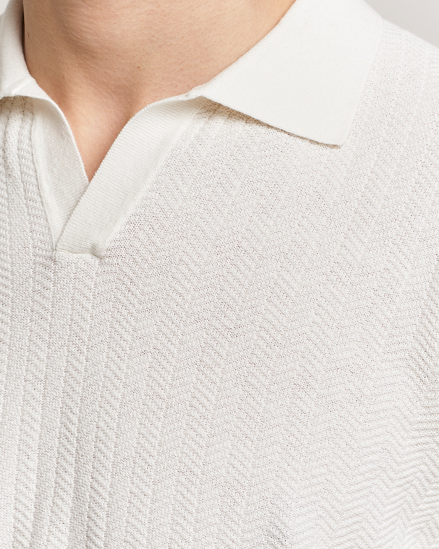 Homme | Polos | Altea | Knitted Chevron Polo Off White