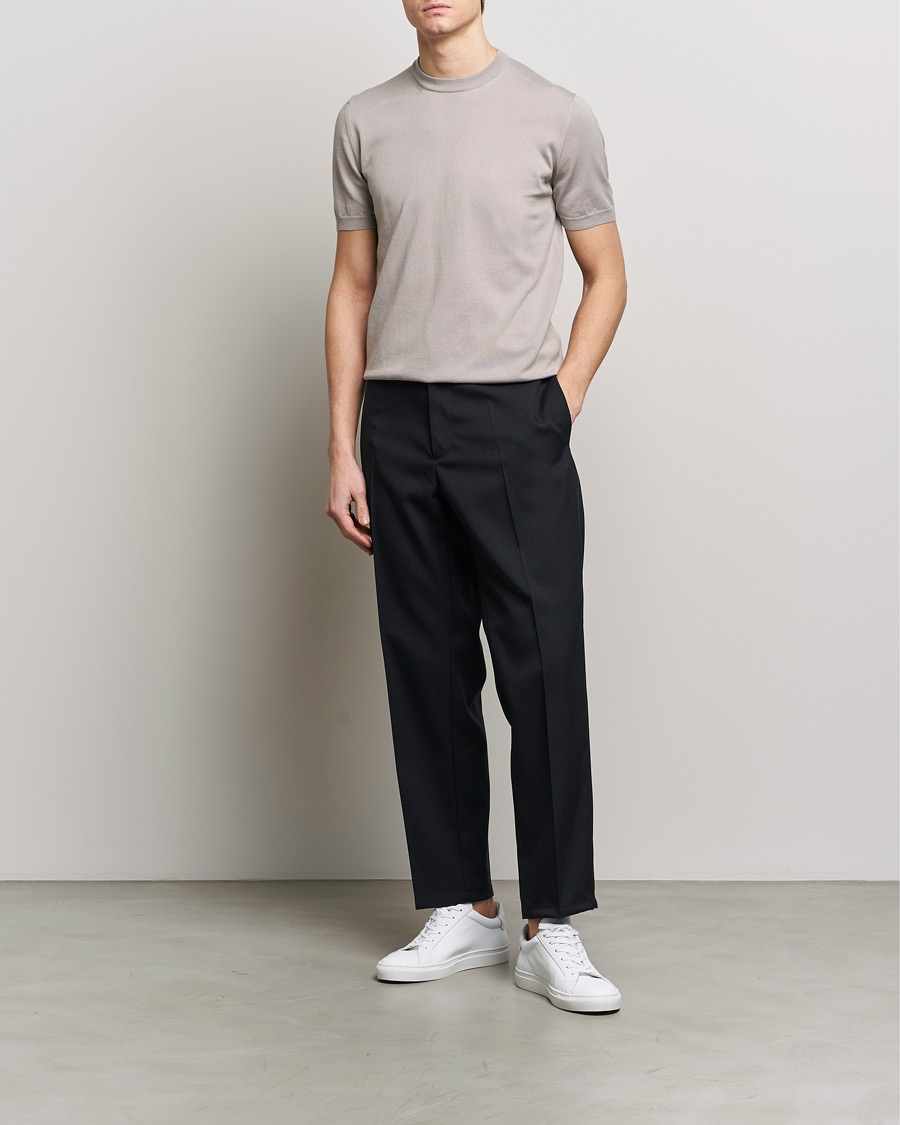 Homme | T-shirts | Altea | Extrafine Cotton Knit T-Shirt Taupe